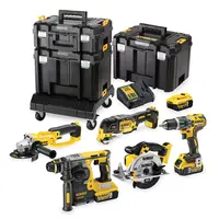 Комплект акумулаторни инструменти DeWALT  с 3 батерии и зарядно, DCD796, DCF887, DCS355, DCG412, DCS391, DCH273, 18 V, 5 Ah, DCK654P3T