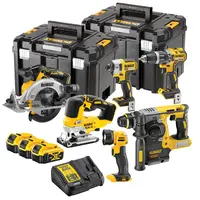 Комплект акумулаторни инструменти DeWALT  с 3 батерии и зарядно, DCD796, DCF887, DCS565, DCS334, DCH273, DCL040, 18 V, 5 Ah, DCK690P3T