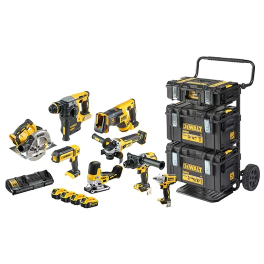 Комплект акумулаторни инструменти DeWALT  с 4 батерии и зарядно, DCD996, DCF894, DCG405, DCH273, DCS335, DCS367, DCS570, DCL050, 18 V, 5 Ah, DCK856P4