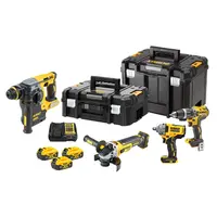 Комплект акумулаторни инструменти DeWALT  с 3 батерии и зарядно, DCD796N, DCF891N, DCH273N, DCG405N, 18 V, 5 Ah, DCK428P3T