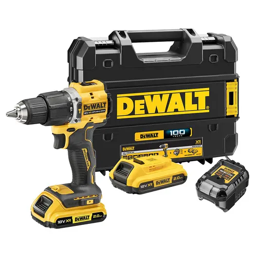 Акумулаторен винтоверт DeWALT ударен  с 2 батерии и зарядно, 18 V, 2 Ah, 68 Nm, 1.5-13 мм, DCD100YD2T