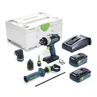 Акумулаторна бормашина Festool  с 2 батерии и зарядно, 18 V, 4 Ah, 75 Nm, 0-500/0-800/0-2350/0-3600 об./мин, 1.5-13 мм, TDC 18/4 5.2/4.0 I-Set