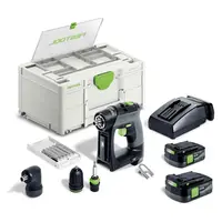 Акумулаторен винтоверт Festool с безчетков двигател  с 2 батерии и зарядно, 12 V, 2.5 Ah, 30 Nm, 1-10 мм, шестостен, CXS 12 2.5-Set