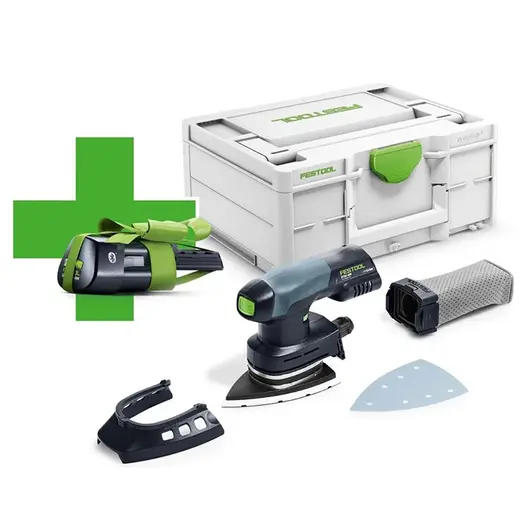 Акумулаторен делташлайф Festool с подарък  с 1 батерия без зарядно, 18 V, 3.1 Ah, 100x150 мм, DTSC 400-Basic-Ergo