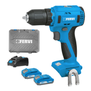 Акумулаторен винтоверт Fervi с безчетков двигател  с 2 батерии и зарядно, 20 V, 2 Ah, 55 Nm, 2-13 мм, FB20CD3AB-22B - product - 004 FRV2500