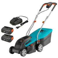 Акумулаторна косачка Gardena  с 2 батерии и зарядно, 36 V, 2.5 Ah, 320 мм, 200 м2, PowerMax 32/36V P4A