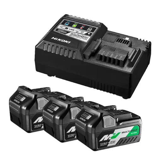 Акумулаторна батерия HiKOKI - Hitachi Li-Ion със зарядно у-во  36/18 V, 2.5/5 Ah, 3 бр., UC18YSL3