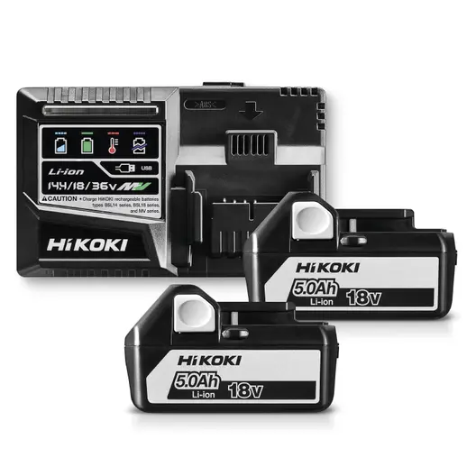 Акумулаторна батерия HiKOKI - Hitachi Li-Ion със зарядно у-во  18 V, 5 Ah, 2 бр., UC18YSL3
