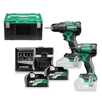 Комплект акумулаторни инструменти HiKOKI - Hitachi  с 2 батерии и зарядно, DS18DE, WH18DE, 36/18 V, 2.5/5 Ah, KC18DEWAZ