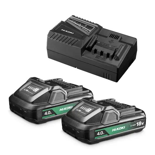 Акумулаторна батерия HiKOKI - Hitachi Li-Ion със зарядно у-во  18 V, 4 Ah, 2 бр., UC18YFSL-WEZ