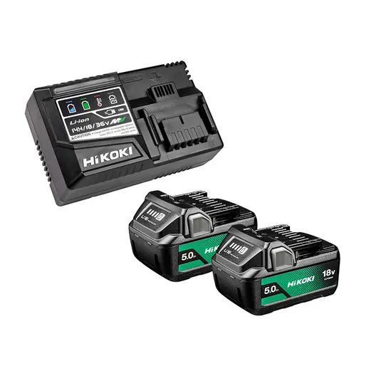 Акумулаторна батерия HiKOKI - Hitachi Li-Ion със зарядно у-во  18 V, 5 Ah, 2 бр., UC18YSL3-WKZ