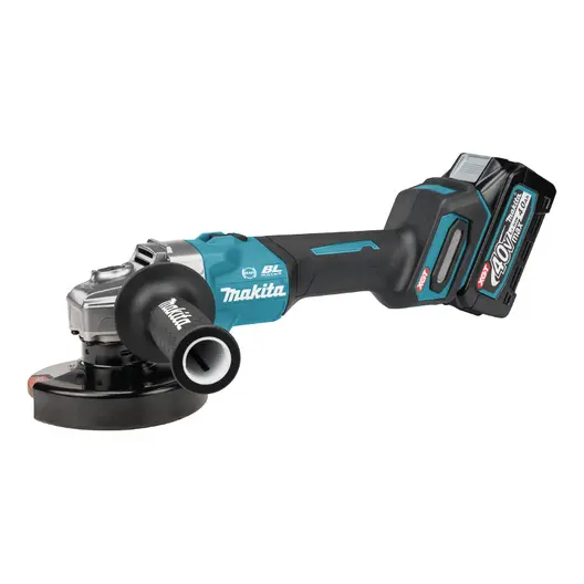 Акумулаторен ъглошлайф Makita  с 2 батерии и зарядно, 40 V, 4 Ah, ф 125 мм, 8500 об./мин, GA005GM201