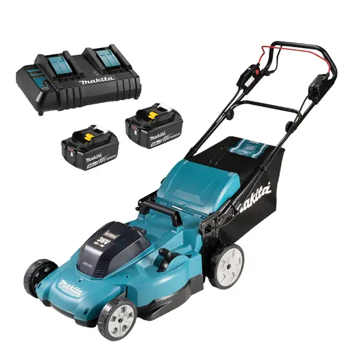Акумулаторна косачка Makita  с 2 батерии и зарядно, 36 V, 5 Ah, 530 мм, 800 м2, DLM539CT2
