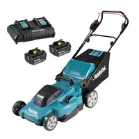 Акумулаторна косачка Makita  с 2 батерии и зарядно, 36 V, 5 Ah, 530 мм, 800 м2, DLM538CT2