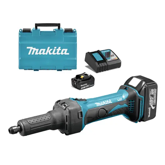 Акумулаторен прав шлайф Makita  с 2 батерии и зарядно, 18 V, 3 Ah, 0-26 000 об./мин, DGD800RFE