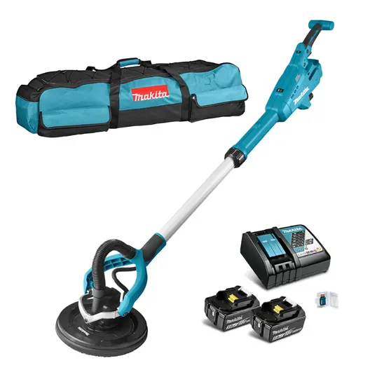 Акумулаторен шлайф / жираф за стени и тавани Makita  с 2 батерии и зарядно, 18 V, 5 Ah, ф 225 мм, 1000-1800 об./мин, DSL801RTEU