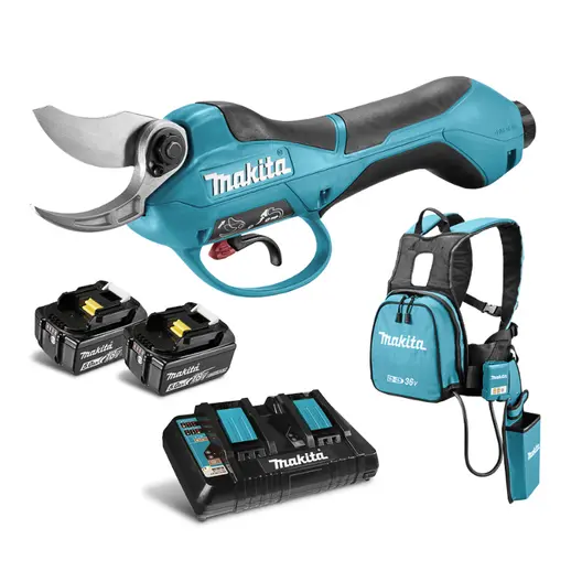 Акумулаторна лозарска ножица Makita  с 2 батерии и зарядно, 36 V, 5 Ah, ф 33 мм, DUP361PT2