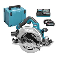 Акумулаторен ръчен циркуляр Makita  с 2 батерии и зарядно, 40 V, 4 Ah, ф 190 мм, 6000 об./мин, HS004GM202