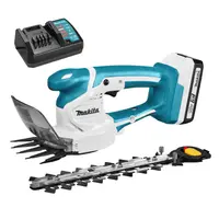 Акумулаторна ножица за трева Makita и храсти  с 1 батерия и зарядно, 18 V, 1.5 Ah, 110 мм, UM110DWYX