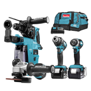 Комплект акумулаторни инструменти Makita  с 2 батерии и зарядно, DDF486, DTD153, DGA504, DHR243, 18 V, 5 Ah, DLX4155TX1 - product - 004 MKT 484