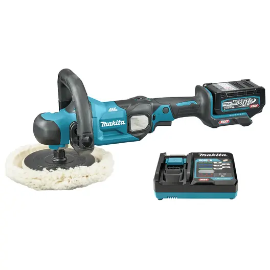Акумулаторна полирмашина Makita  с 1 батерия и зарядно, 40 V, 4 Ah, ф 165 мм, 0-600/0-2000 об./мин, PV001GM101