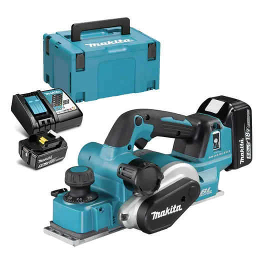 Акумулаторно ренде Makita  с 2 батерии и зарядно, 18 V, 5 Ah, 82 мм, 0-3 мм, DKP181RTJ