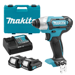Гайковерт акумулаторен Makita с колекторен двигател с 2 батерии и зарядно, 10.8 V, 2 Ah, 110 Nm, 110 Nm, шестостен, 1/4", TD110DSAE