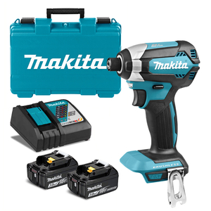Гайковерт акумулаторен Makita с безчетков двигател с 2 батерии и зарядно, 18 V, 3 Ah, 170 Nm, 170 Nm, шестостен, 1/4", DTD153RFE