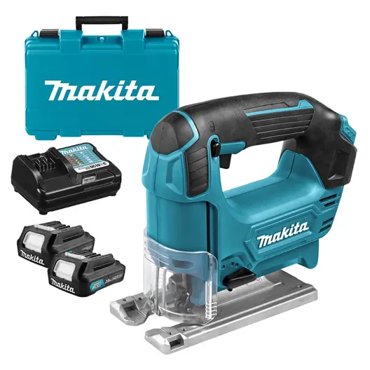 Акумулаторен прободен трион зеге Makita  с 2 батерии и зарядно, 10.8 V, 2 Ah, 0-2900 хода/мин, 18 мм, JV101DWAE
