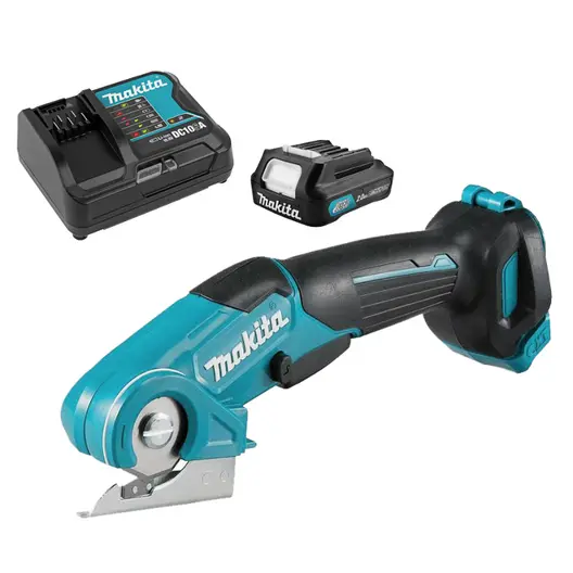 Акумулаторна ножица Makita за меки материали  с 1 батерия и зарядно, 12 V, 2 Ah, 6 мм, CP100DSA