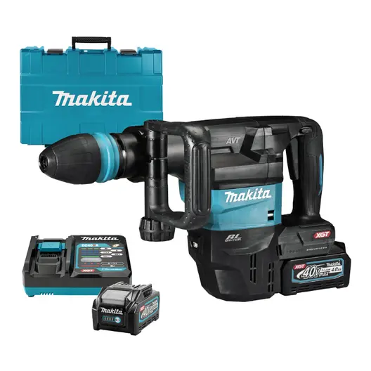 Акумулаторен къртач Makita  с 2 батерии и зарядно, SDS-max, 40 V, 4 Ah, 9.4 J, HM001GM201