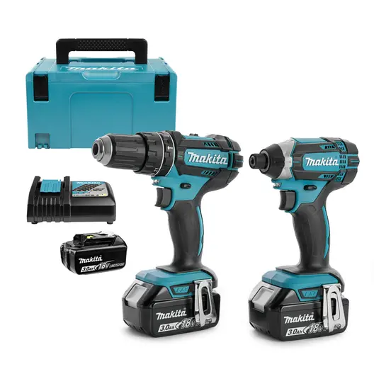 Комплект акумулаторни инструменти Makita  с 3 батерии и зарядно, DDF482, DTD152, 18 V, 3 Ah, DLX2127J1