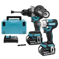 Комплект акумулаторни инструменти Makita  с 2 батерии и зарядно, DHP492Z, DTW300Z, 18 V, 5 Ah, DLX2590TJ