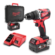 Акумулаторен винтоверт Milwaukee с безчетков двигател  с 2 батерии и зарядно, 18 V, 4 Ah, 60 Nm, 1.5-13 мм, M18 CBLDD-402C - product - 004 MLA2017