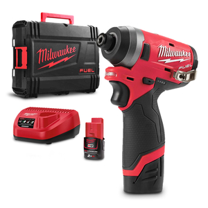 Гайковерт Milwaukee акумулаторен ударен с 2 батерии и зарядно, 12 V, 147 Nm, 147 Nm, 1/4", M12 FID-202X
