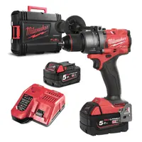 Акумулаторна ударна бормашина Milwaukee  с 2 батерии и зарядно, 18 V, 5 Ah, 158 Nm, 0-500/0-2100 об./мин, 13 мм, M18 FPD3-502X