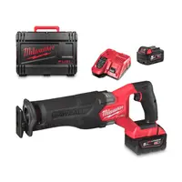 Саблен трион Milwaukee акумулаторен безчетков  с 2 батерии и зарядно, 18 V, 5 Ah, 0-3000 хода/мин, 32 мм, M18 FSZ-502X