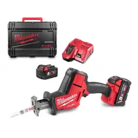 Саблен трион Milwaukee акумулаторен безчетков  с 2 батерии и зарядно, 18 V, 5 Ah, 0-3000 хода/мин, 22 мм, M18 FHZ-502X