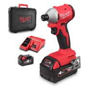 Акумулаторен винтоверт Milwaukee ударен  с 2 батерии и зарядно, 18 V, 4 Ah, 190 Nm, 1/4, шестостен, M18 BLIDRC-402C - product - 004 MLK2859