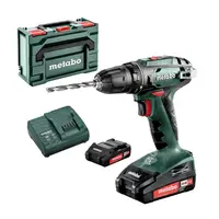 Акумулаторен винтоверт Metabo с колекторен двигател  с 2 батерии и зарядно, 18 V, 2 Ah, 48 Nm, 1-10 мм, BS 18