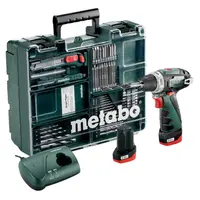 Акумулаторен винтоверт Metabo с колекторен двигател  с 2 батерии и зарядно, 10.8 V, 2 Ah, 34 Nm, 1-10 мм, PowerMaxx BS Basic