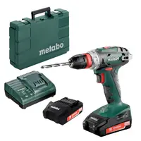 Акумулаторен винтоверт Metabo с колекторен двигател  с 2 батерии и зарядно, 18 V, 2 Ah, 48 Nm, 1-10 мм, BS 18 Quick