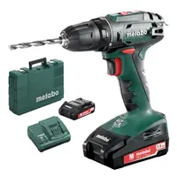 Акумулаторен винтоверт Metabo с колекторен двигател  с 2 батерии и зарядно, 18 V, 1.5 Ah, 48 Nm, 1-10 мм, BS 18