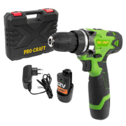 Акумулаторен винтоверт Procraft с колекторен двигател  с 2 батерии и зарядно, 12 V, 1.5 Ah, 20 Nm, 10 мм, Industrial PA12Li - product - 004 PCR 100