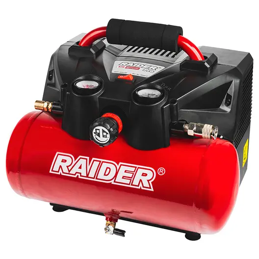 Акумулаторен безмаслен компресор Raider  без батерия и зарядно, 2x20 V, 6 л, 98 л/мин, 9 bar, RDP-J6AC20