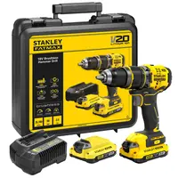 Акумулаторен винтоверт Stanley ударен  с 2 батерии и зарядно, 18 V, 2 Ah, 80 Nm, 1.5-13 мм, SFMCD721D2K