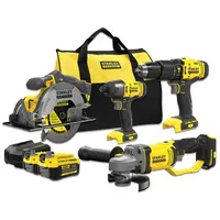 Комплект акумулаторни инструменти Stanley  с 2 батерии и зарядно, SFMCD711, SFMCF800, SFMCG400, SFMCS500, 18 V, 4 Ah, SFMCK469M2