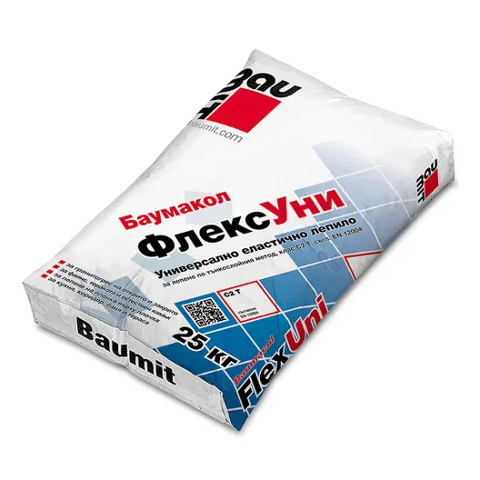 Лепило Baumit циментово за плочки гъвкаво 25 кг, сиво, Baumacol FlexUni