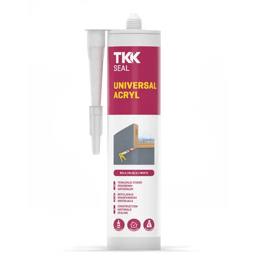 Лепило уплътнително TKK акрилно за пукнатини и фуги  280 мл, бяло, Universal Acryl