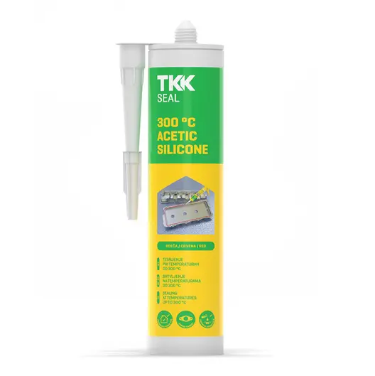 Силикон лепило TKK уплътнително термо- и маслоустойчиво  300 мл, червено, 300 °C Acetic Silicone